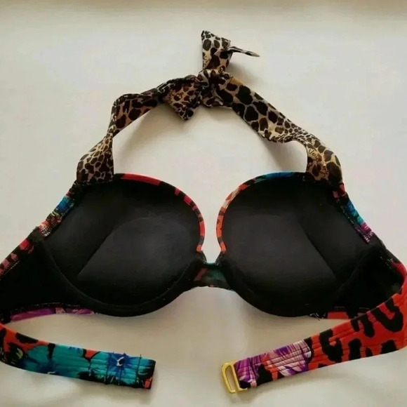 Victoria's Secret Swim BOMBSHELL 2DG Add-2-Cups BIKINI 34A Floral Leopard Top - Picture 6 of 7